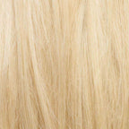 Close-up view of straight, light blonde hair strands with a smooth, silky texture filling the entire frame.