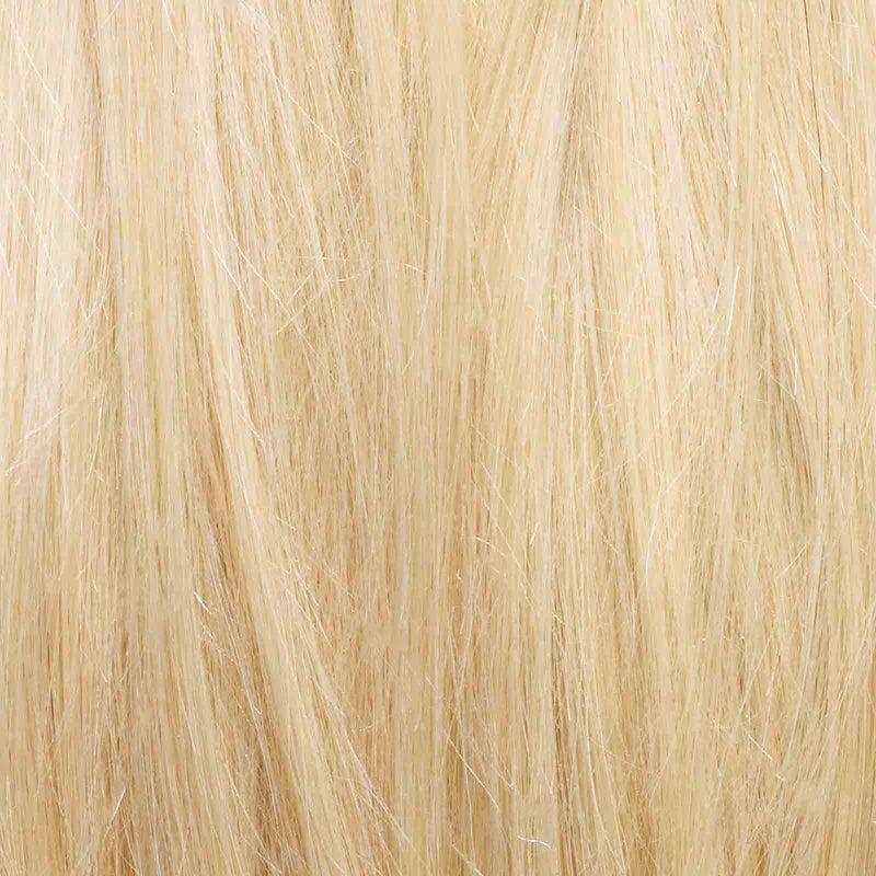 Close-up view of straight, light blonde hair strands with a smooth, silky texture filling the entire frame.