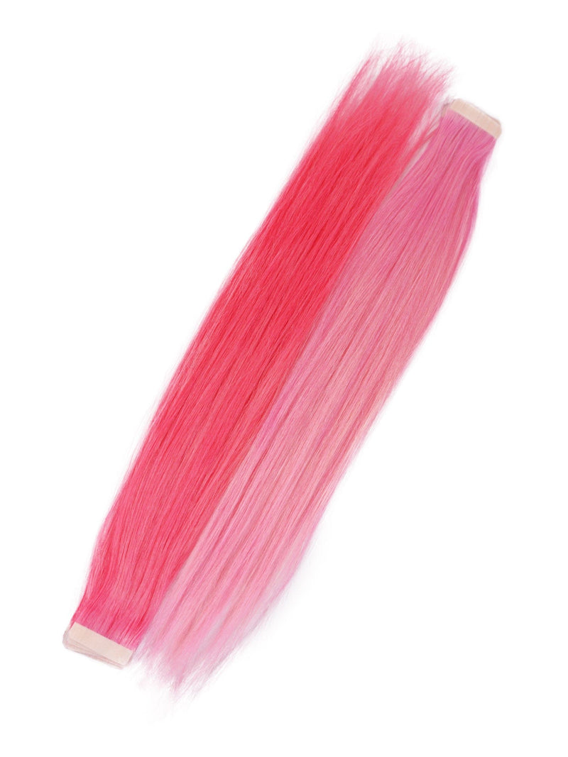 Straight Pink Tape-In Hair Extensions