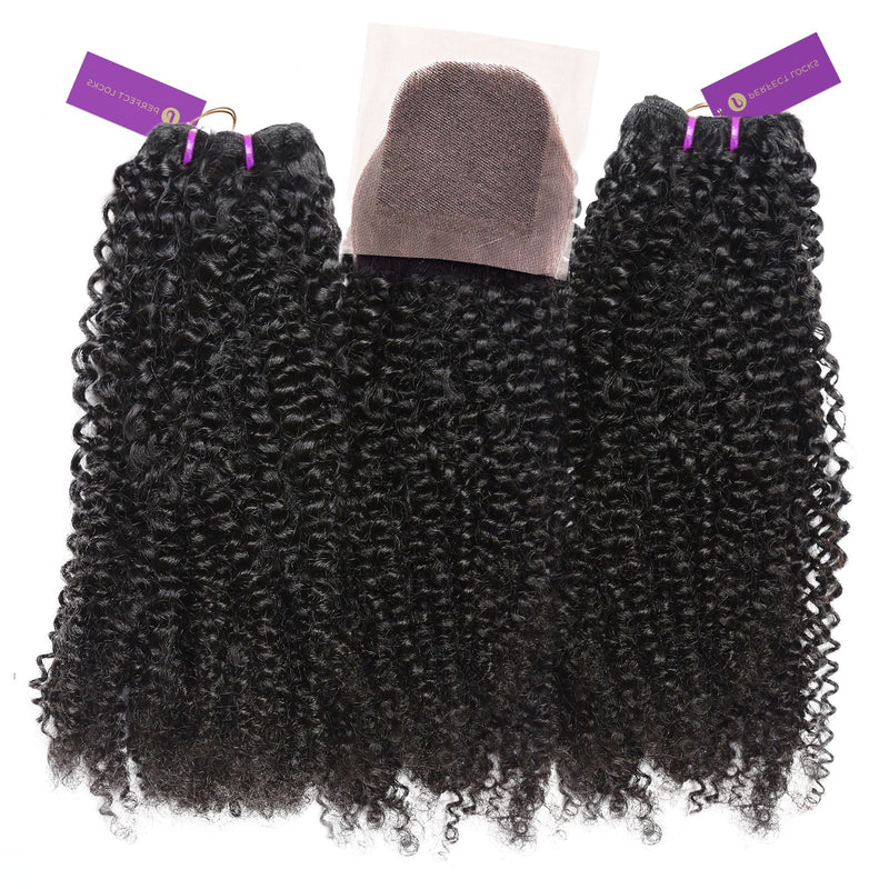 2 x tight curly bundle deal + closure by perfect locks